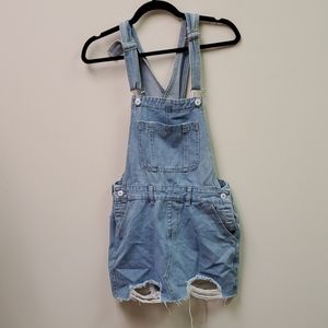 Distressed Denim Overall Skirt